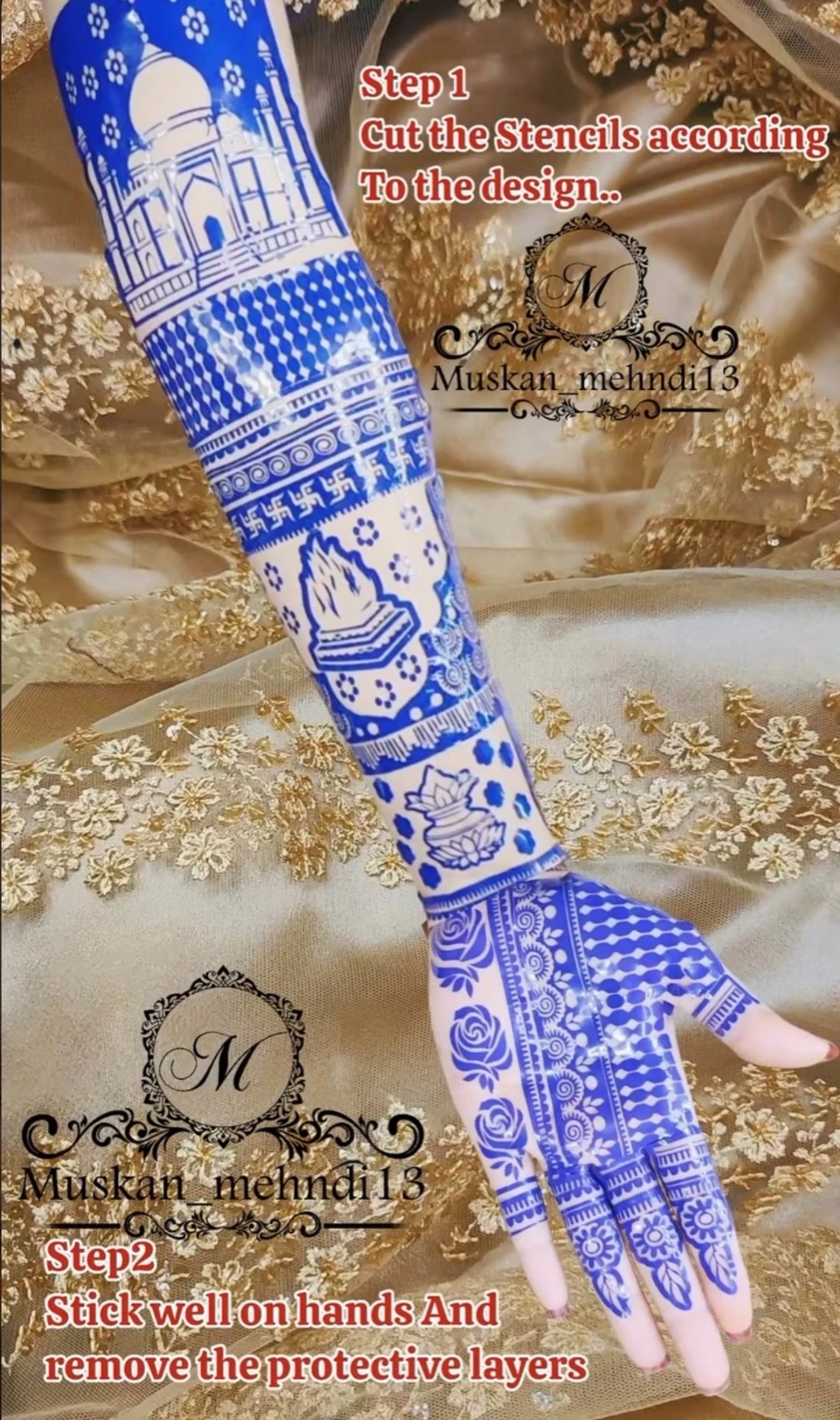 D1 & D4 Dulhan hand stencil (both hands) - Image 4
