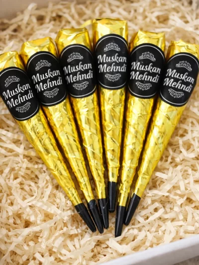 6 Black mehndi cones