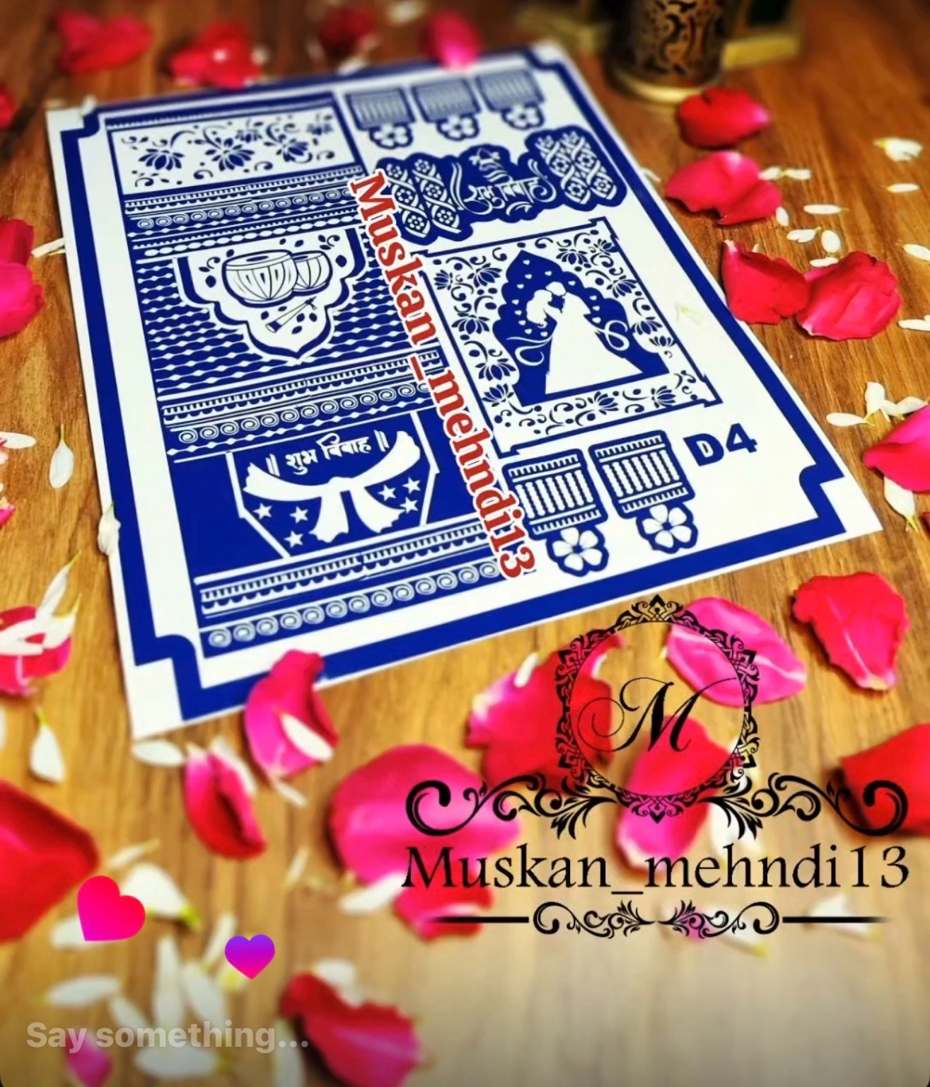 D1 & D4 Dulhan hand stencil (both hands) - Image 3