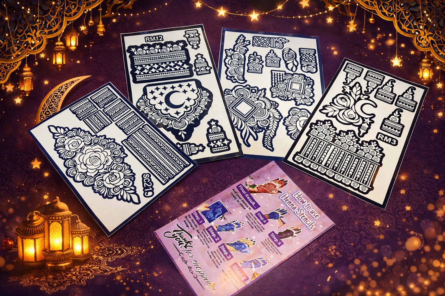 Pack of 4 stencil only ( sc202,219 , Rm3,12)