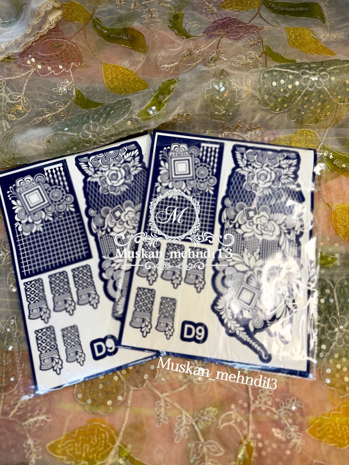 D9 floral bridal stencil (2pcs ) - Image 2